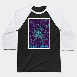 Częstochowa Neon City Map, Częstochowa Minimalist City Map Art Print Baseball T-Shirt